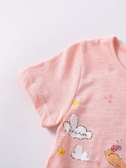 Kids Rabbit Pattern Tee Top & Shorts Set