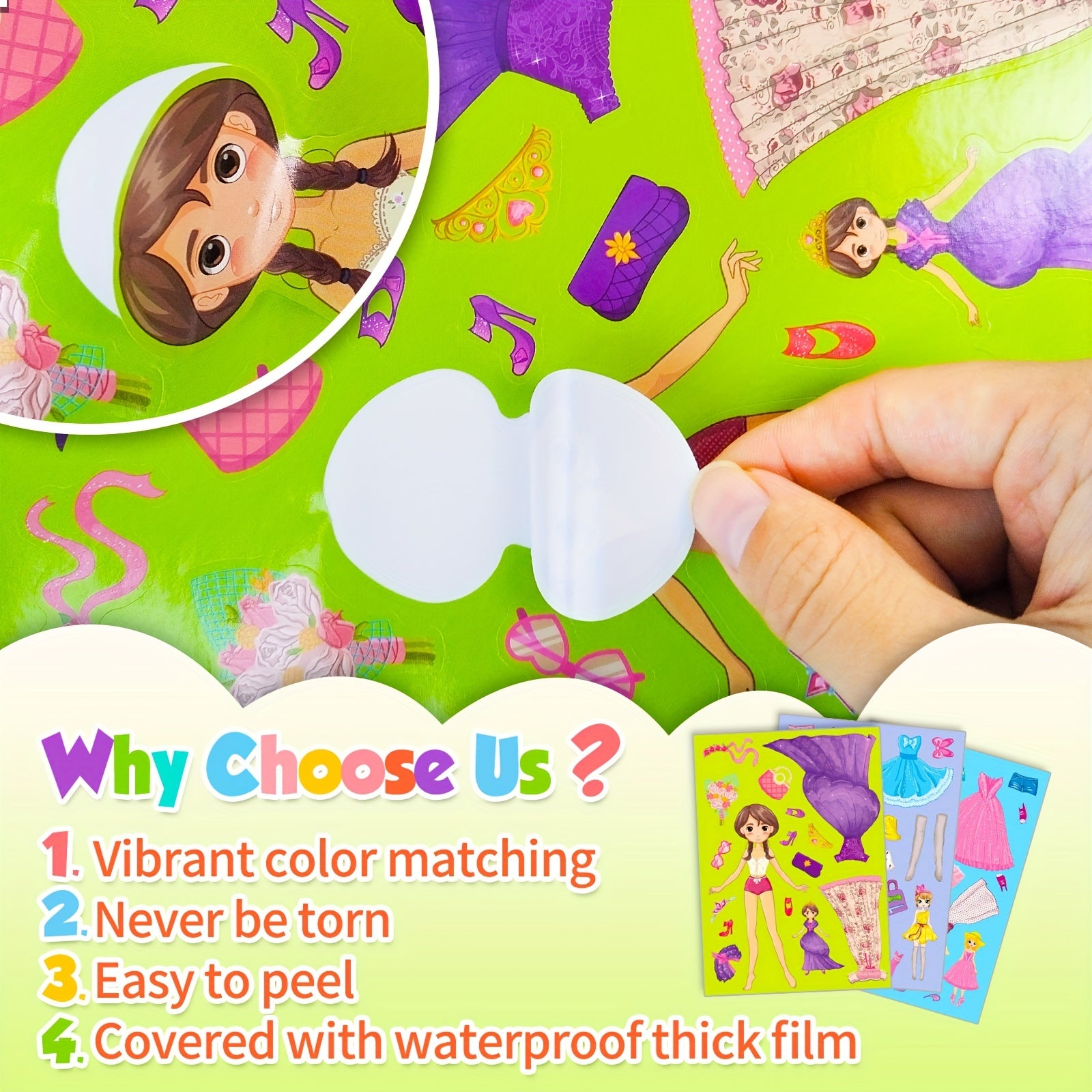 6 Sheets Pink Princess Face Changing Stickers