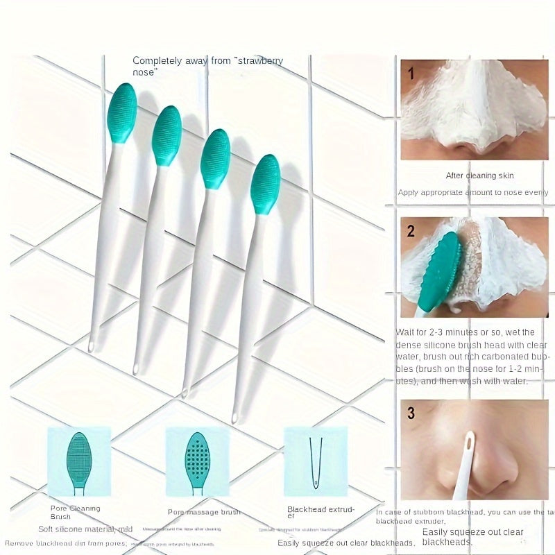 2-in-1 Silicone Nose & Blackhead Removal Brush Exfoliating Facial Cleaner