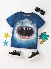 Boys' Shark Graphic T Shirt Summer Kids Tee