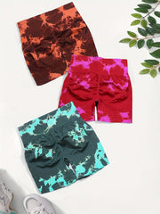 Tie Dye Yoga Shorts High Stretch Running Fitness Sports Shorts Women's Activewea