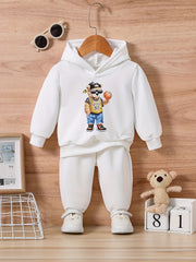 SPORTS BEAR Graphic Outfit Baby Set Long Sleeve Sweatshirt Toddler Trousers