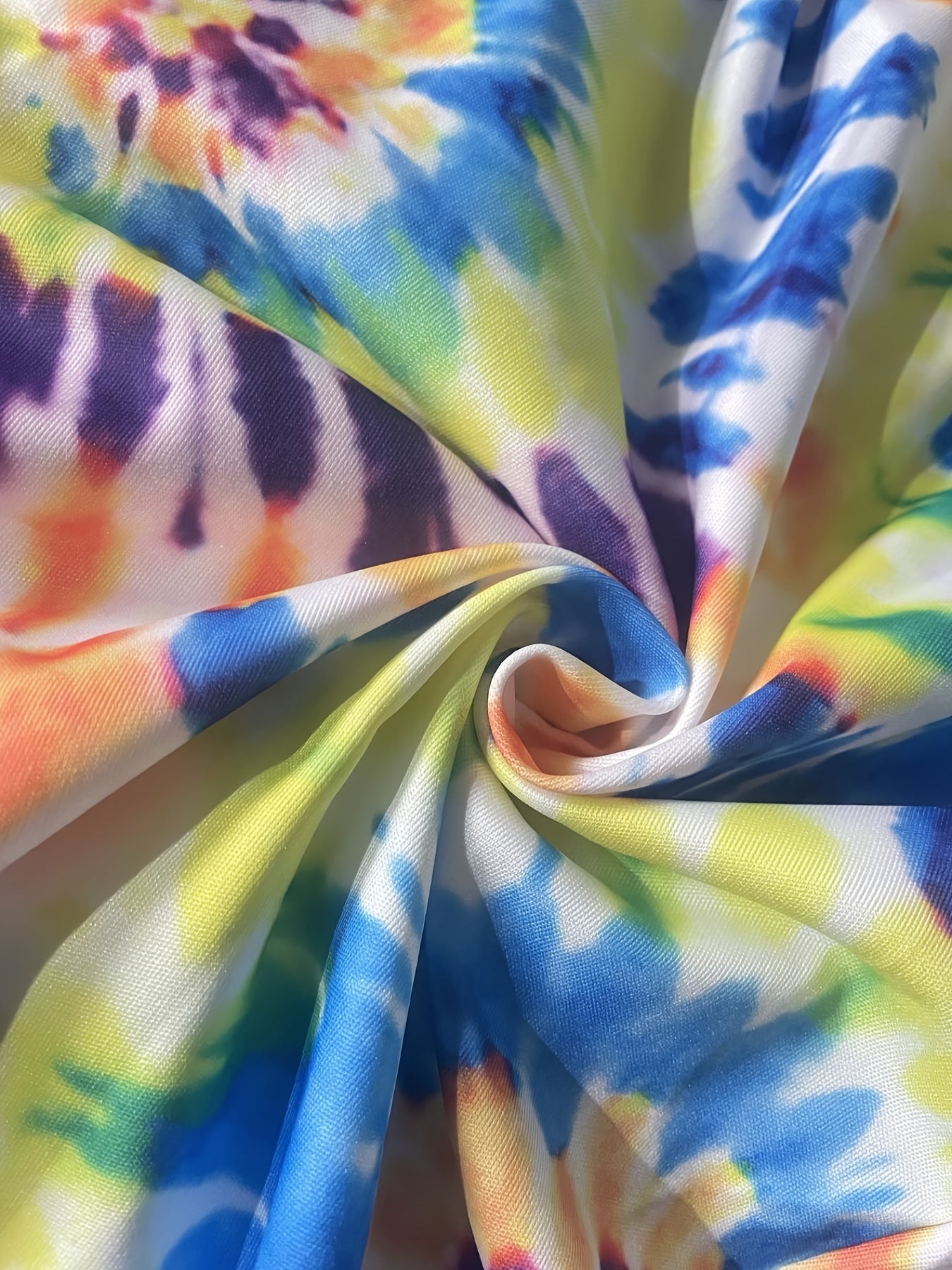 Lip Print Tee & Tie Dye Shorts Set Women's Plus Casual 2pcs Outfits