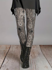 Patchwork Print Skinny Leggings High Waist Stretchy Leggings