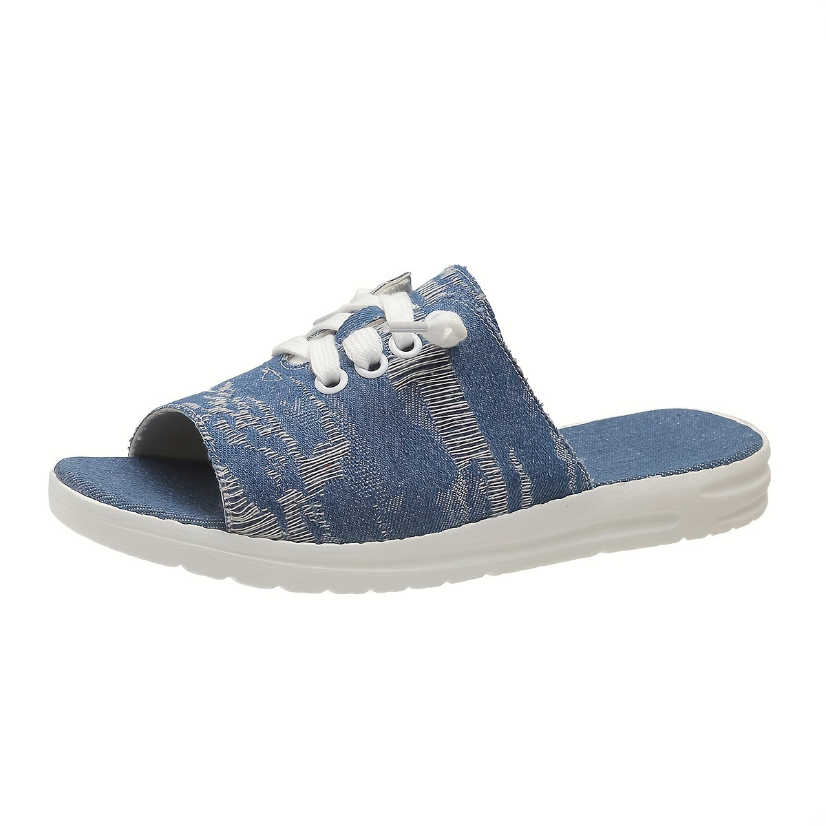 Women's Lace Up Denim Slippers Casual Open Toe Sandals