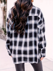 Plaid Print Long Sleeve Button Up Blouse