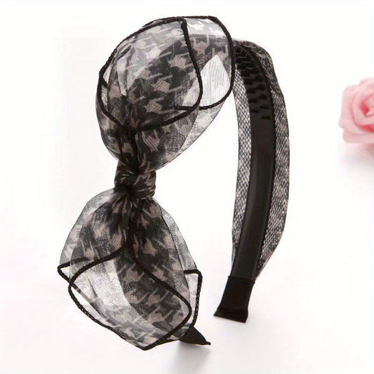 Bowknot Mesh Fabric Headband Hair Hoop Non slip Female Hair Accessories