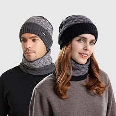 Knitting Beanie Scarf Set Winter Wool Cap Hat Collar Women Men's Ear Muffs