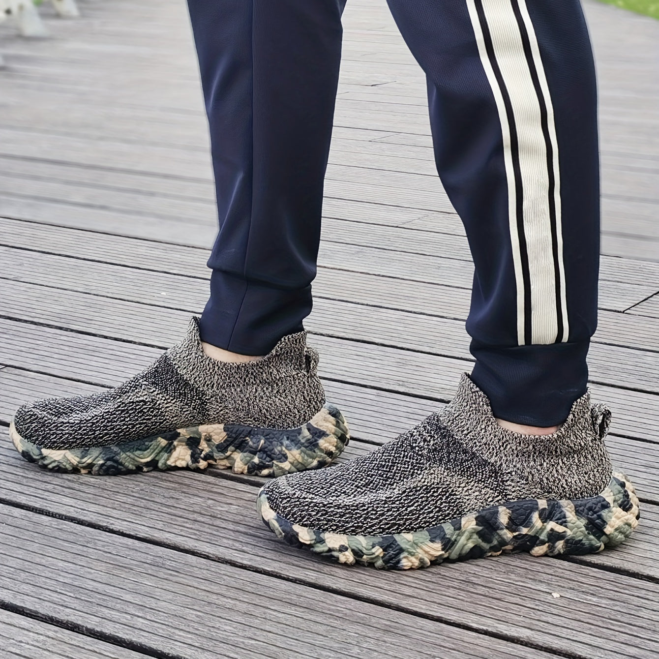 Men's Camo Breathable Slip On Sock Shoes Non slip Sneakers