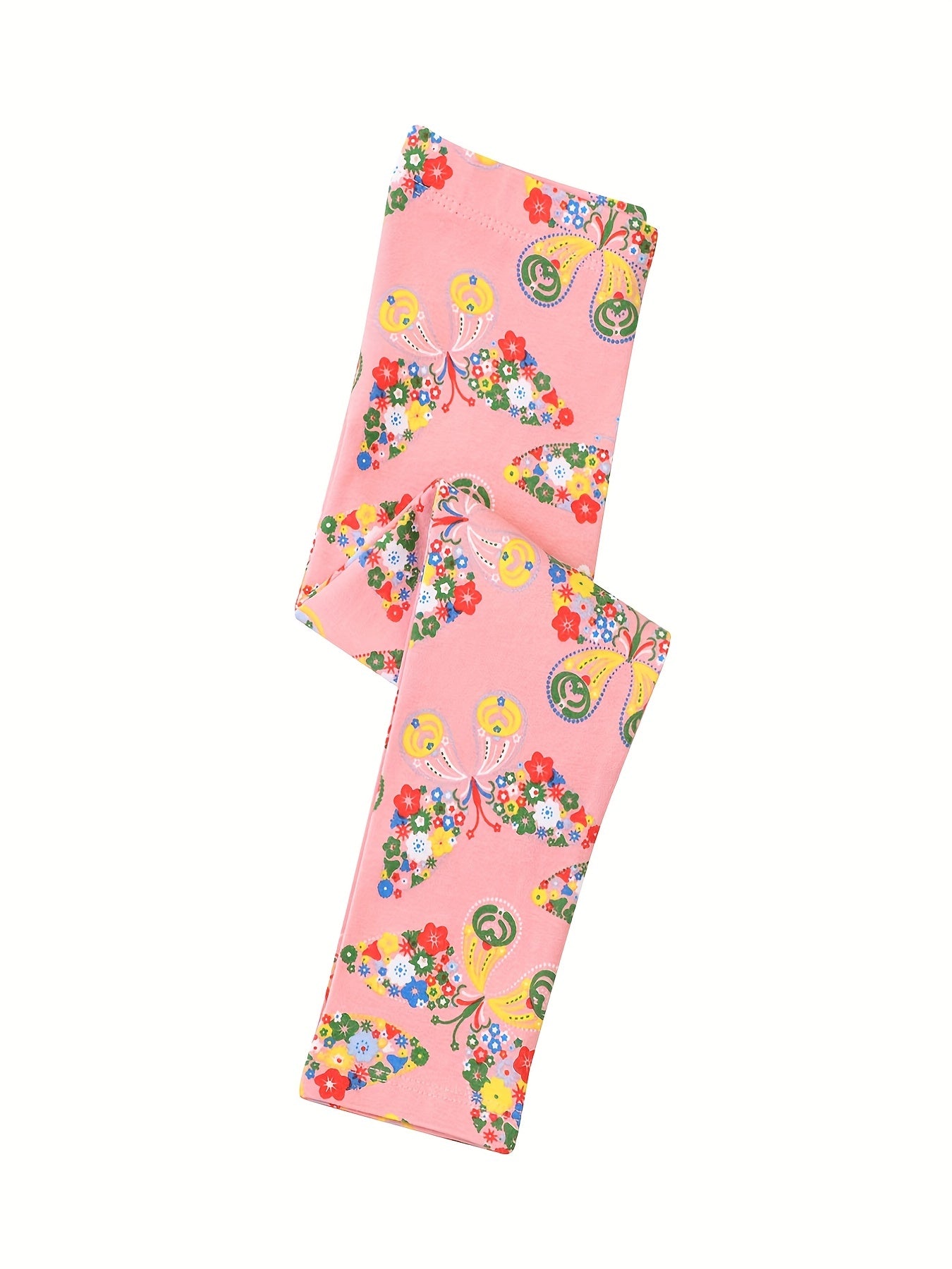 Girls Cartoon Leggings Cotton Soft Footless Floral Butterfly Pattern
