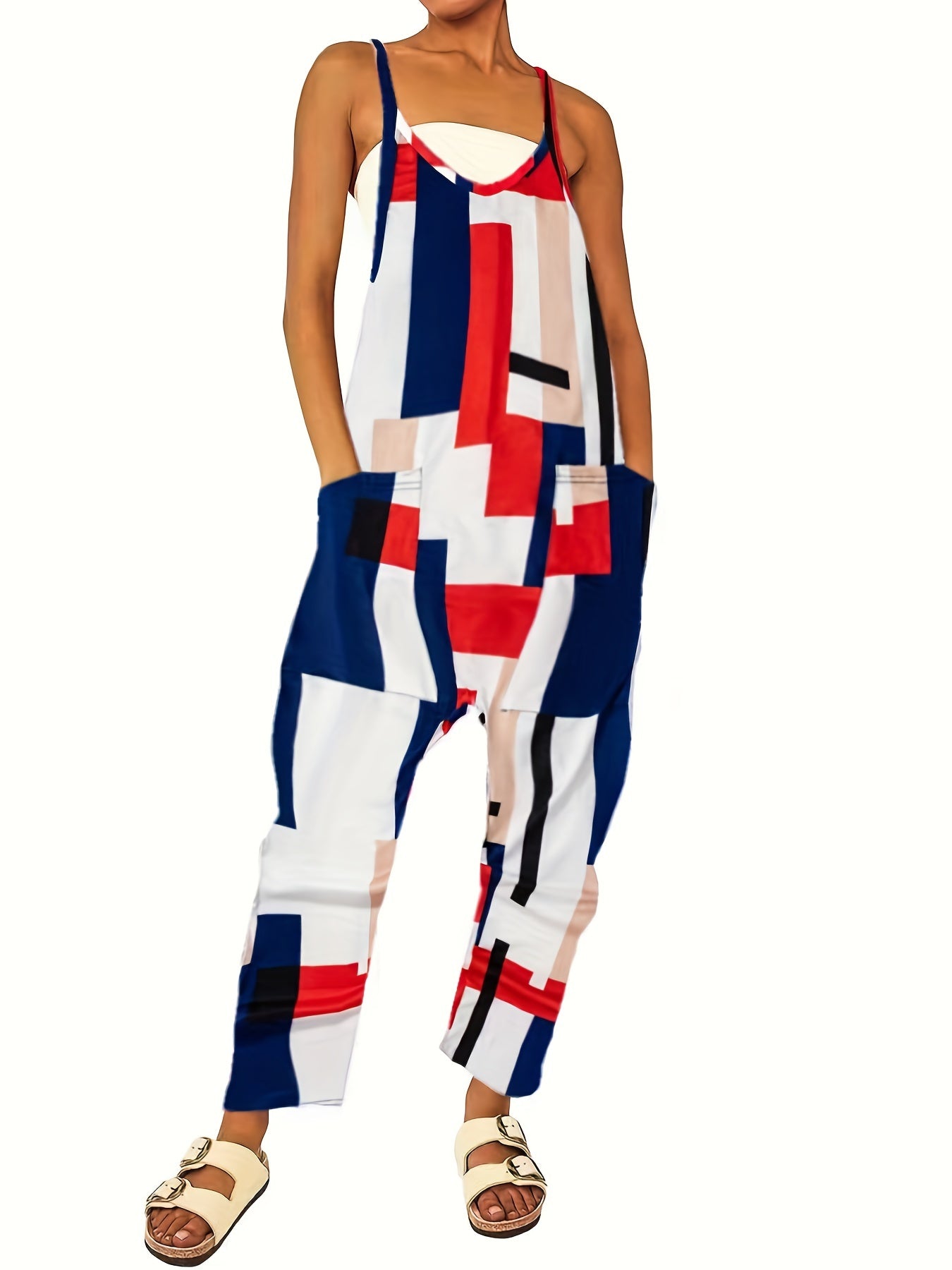 Casual Overall Jumpsuit with Dual Pockets