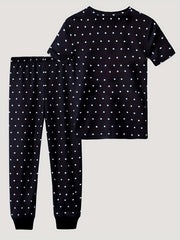 Kid's Polka Dots Pajama Set Short Sleeve Top & Pants Cartoon Animal Loungewear