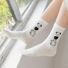 5 Pairs Cartoon Animal Print Socks Cute & Comfy Women's Stockings