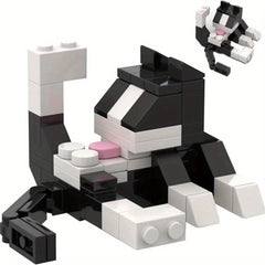 Cat Licking Butt Building Block Set Tuxedo Cat Toy 120pcs