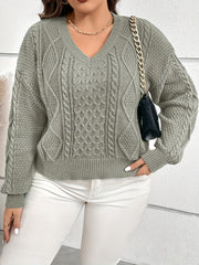 Lantern Sleeve V Neck Sweater with Knot Back