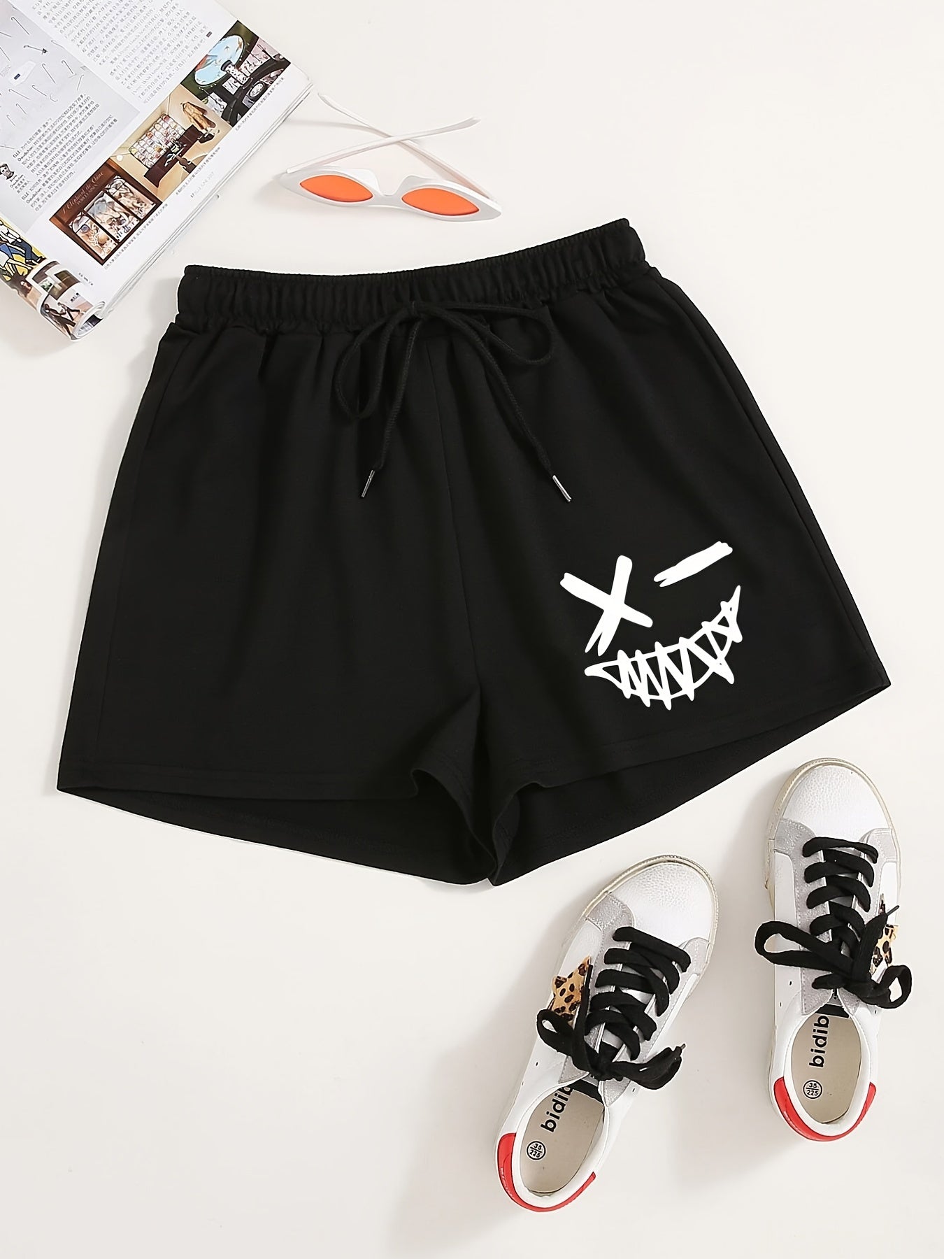 Y2K Sports Elastic Drawstring Shorts Women's Clothing