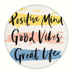 Positive Mind Font Pattern Round Mouse Pad Home Office Rubber Sliding Mouse Pad