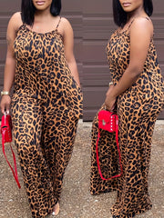 Leopard Print Wide Leg Cami Jumpsuit