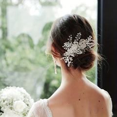 Rhinestone Flower Hair Comb Bridal Wedding Headwear Hair Styling Accessory