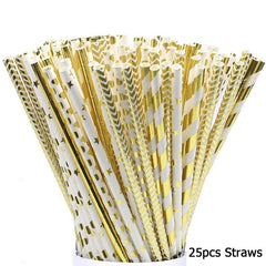 25pcs American Football Disposable Paper Straws