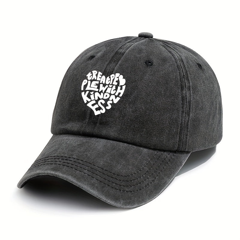 Heart Pattern Retro Baseball Cap Adjustable Sunscreen Hat