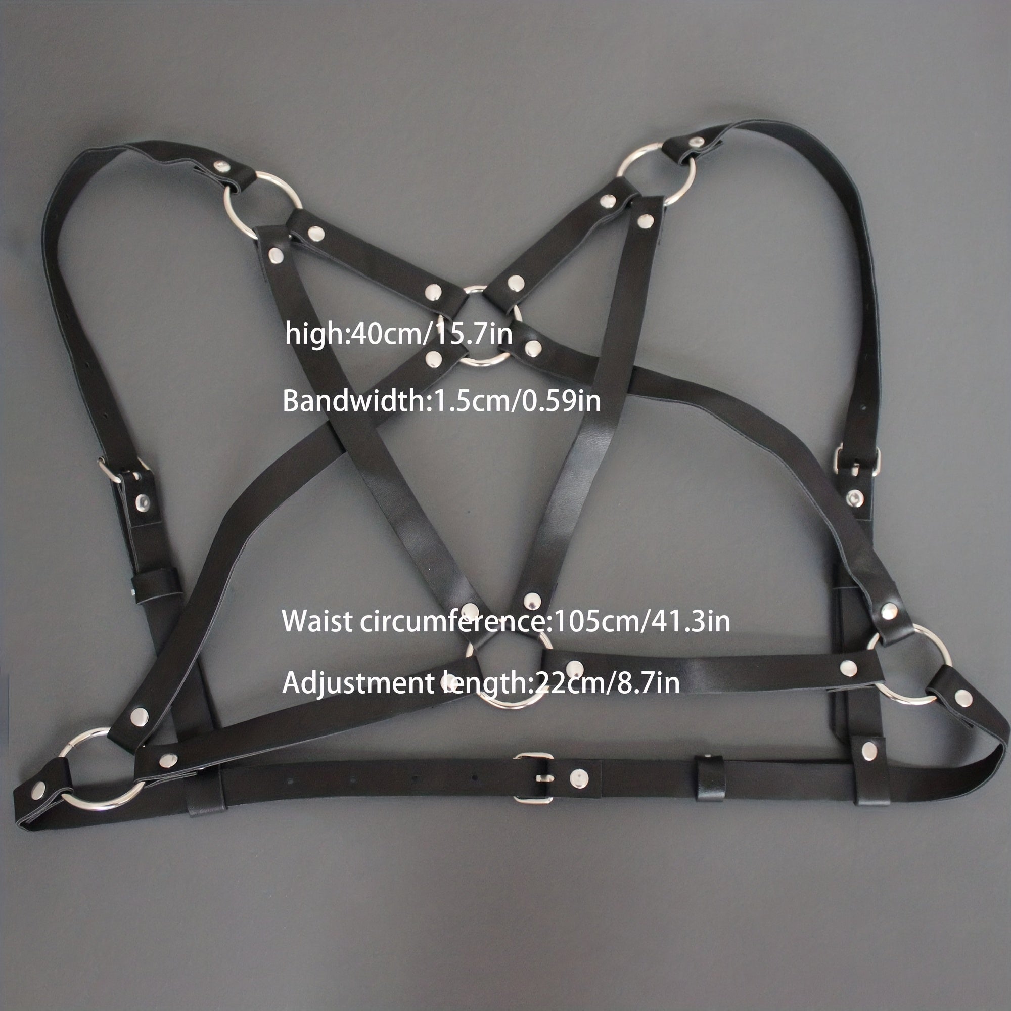 Men's PU Leather Suspenders Gothic Belt Adjustable Body Chest Belt