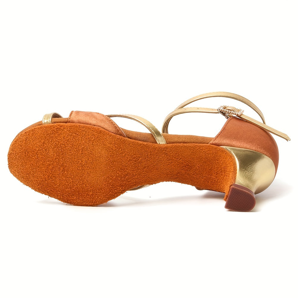 Women's Non-slip Med Heel Dance Sandals Lightweight Latin Dance Shoes