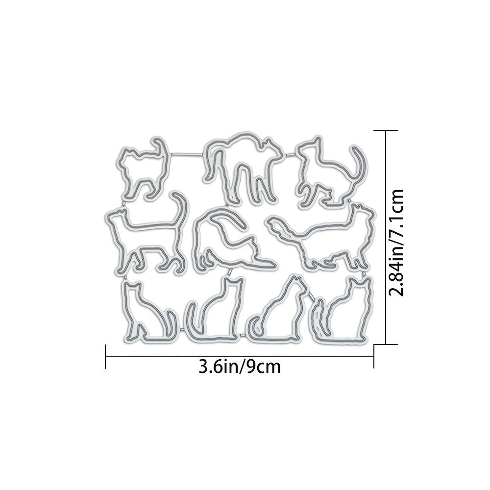 10pcs Cat Metal Cutting Dies for Cards Scrapbooking DIY Projects