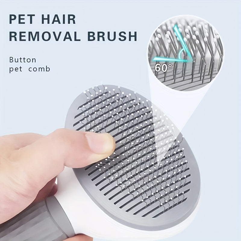 Self Cleaning Dog Slicker Brush Comb Shedding Gentle Stainless Steel Tee