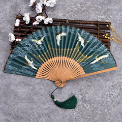 Crane Figure Folding Fan Women's Chinese Cultural Creative Fan