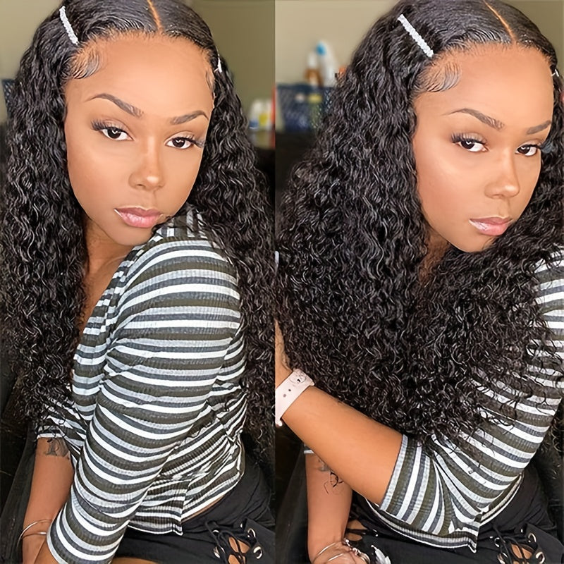 Deep Curly 13x4 Lace Front Human Hair Wig Preplucked with Baby Hair