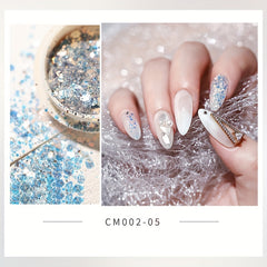 8 Boxes Nail Art Glitter Flakes Hexagon Sequins Powder for 3D Manicure