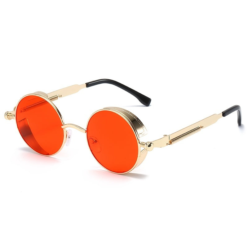 Men's Retro Steampunk Round Metal Glasses