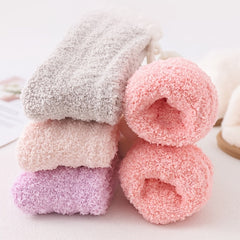 Cozy Coral Fleece Mid Tube Socks for Winter