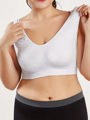 Sports Bra Women's Plus Comfort Solid Wide Straps Seamless Fitness Bra