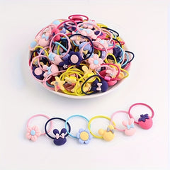 20pcs Girls Flower Hat Starfish Bow Bunny Hair Tie Hair Bands Ponytail Holders
