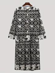 Men's Muslim Long Sleeve Striped Robes - Summer Style in the Middle East