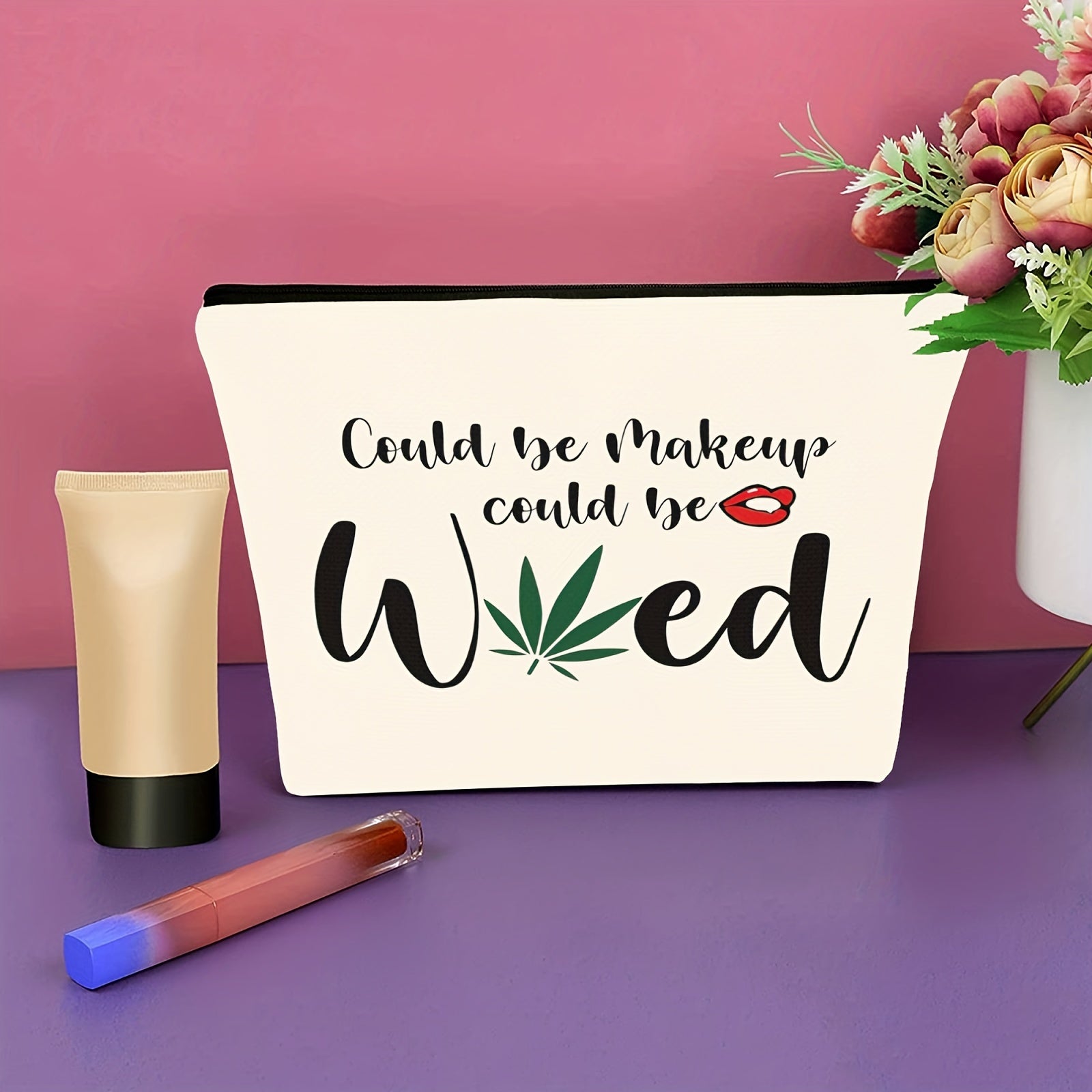 Funny Leaf Makeup Bag Gift For Women Friends Sister Teen Girls