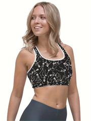 Halloween Skull Print Racer Back Sports Bra
