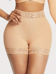 Lace Trim Shaping Shorts High Waist Seamless Tummy Control Shorts