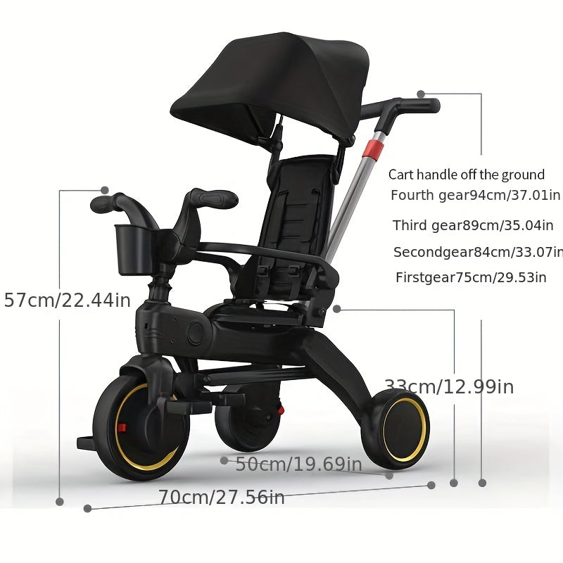 5-In-1 Foldable Trike For Toddlers Ages 10 Months-4 Years Gray