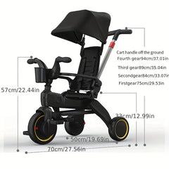 5-In-1 Foldable Trike For Toddlers Ages 10 Months-4 Years Gray