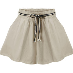 Wide Leg Shorts Casual Tie Waist Summer Shorts Women's Clothing