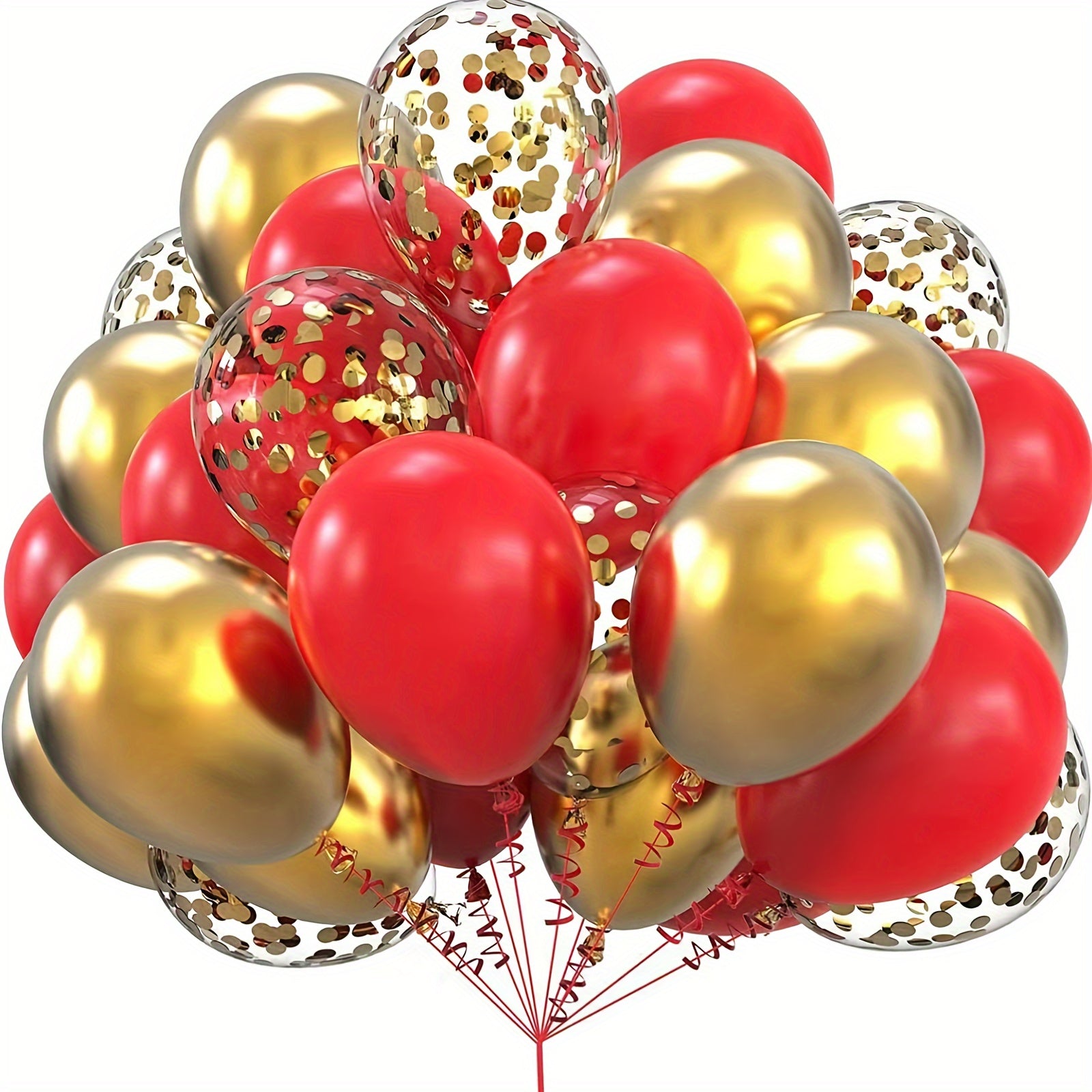 20pcs Red Golden Confetti Balloon Set For Party Decoration