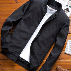 Geometric Pattern Zip Up Lightweight Jacket Men's Casual Baseball Collar