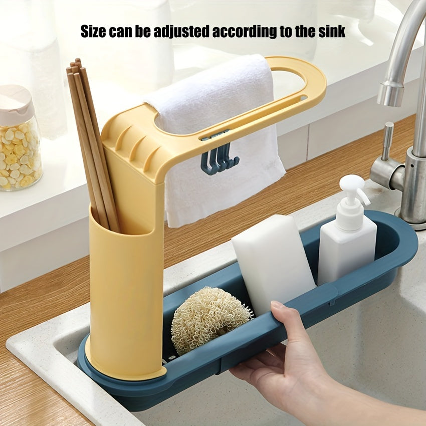 Sink Drain Rack Storage Basket Telescopic Sink Shelf Kitchen Organizer