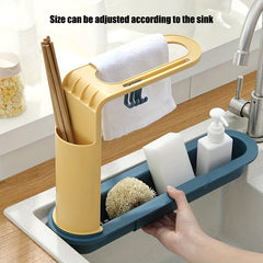 Sink Drain Rack Storage Basket Telescopic Sink Shelf Kitchen Organizer