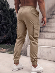 Dragon Pattern Cargo Pants Men's Flap Pocket Work Trousers