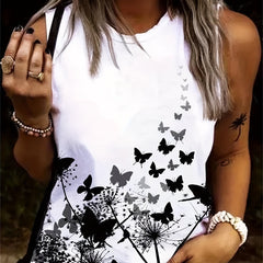 Butterfly Print Sleeveless Tank Top