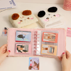 Plush Cartoon Puppy & Kitty Square Photo Album